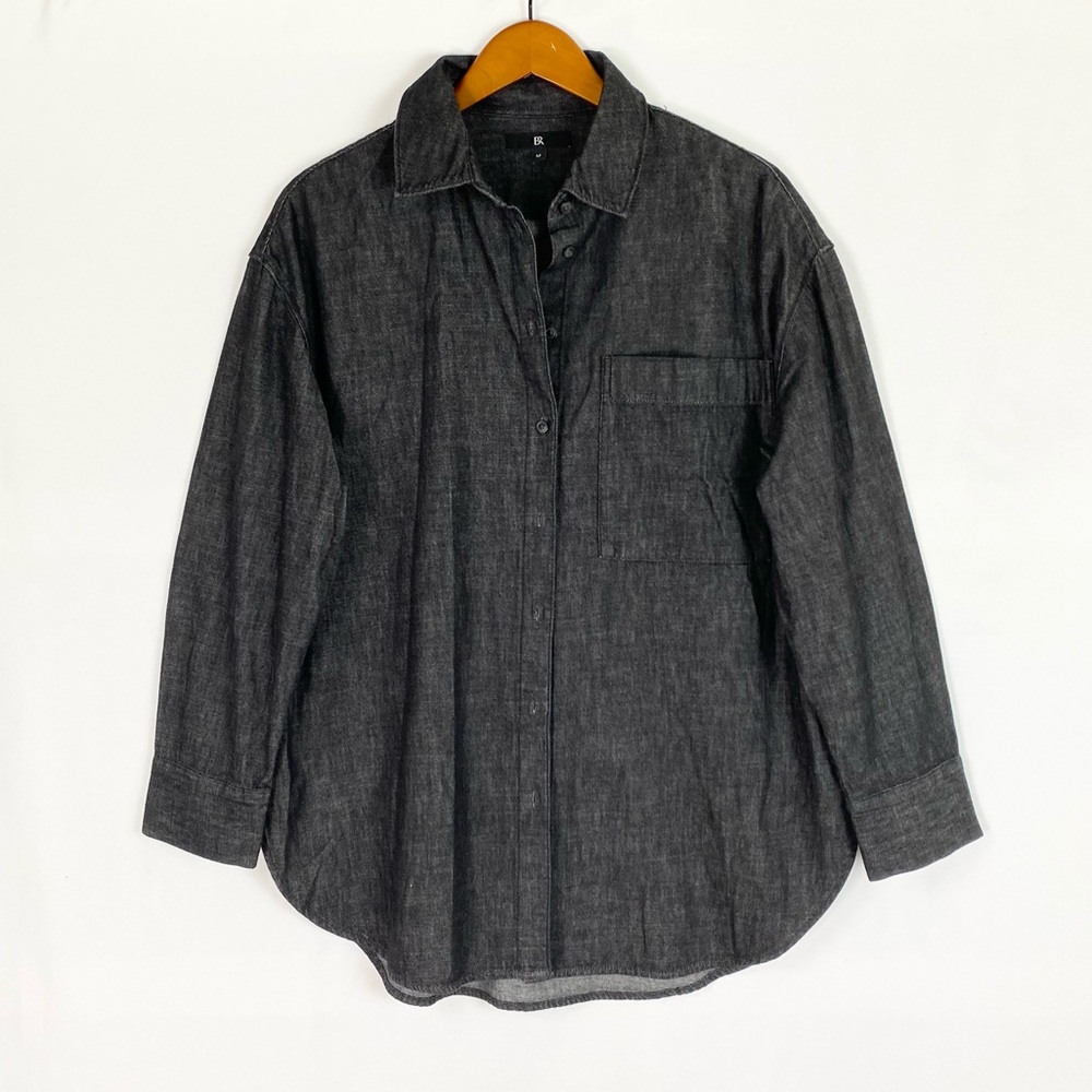 Banana Republic‎ Oversized Denim Tunic Rinse Dark Wash Size Medium Long Sleeve